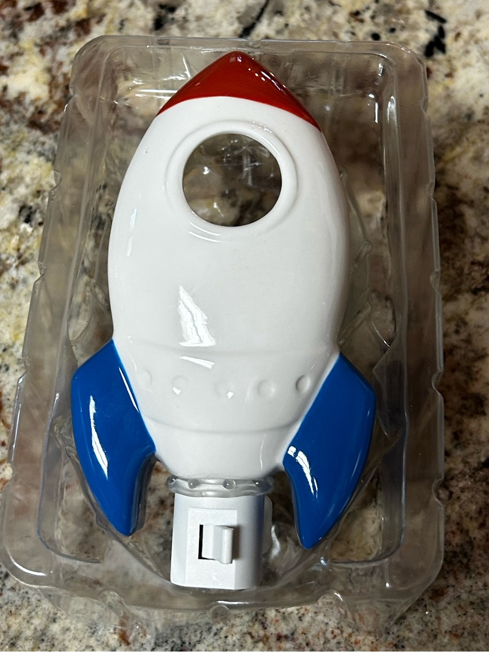 NEW Large Rocketship Shaped Decorative Night Light:White, Red & Blue Rocket